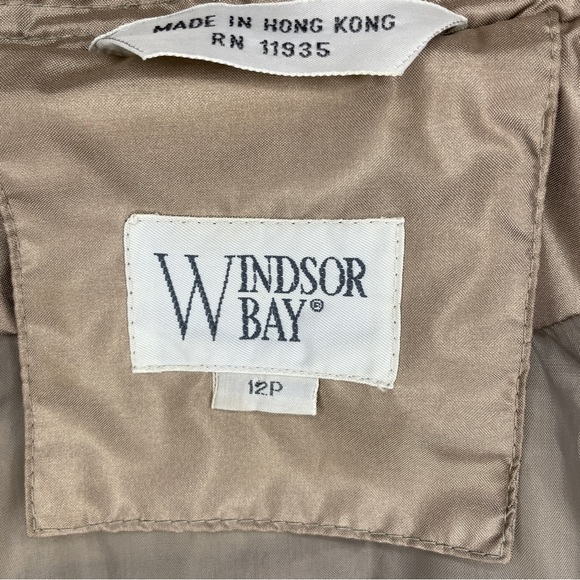 Vintage 80s Windsor Bay Belted Balloon Sleeve Trench Coat - Iridescent Champagne - Picture 4 of 16